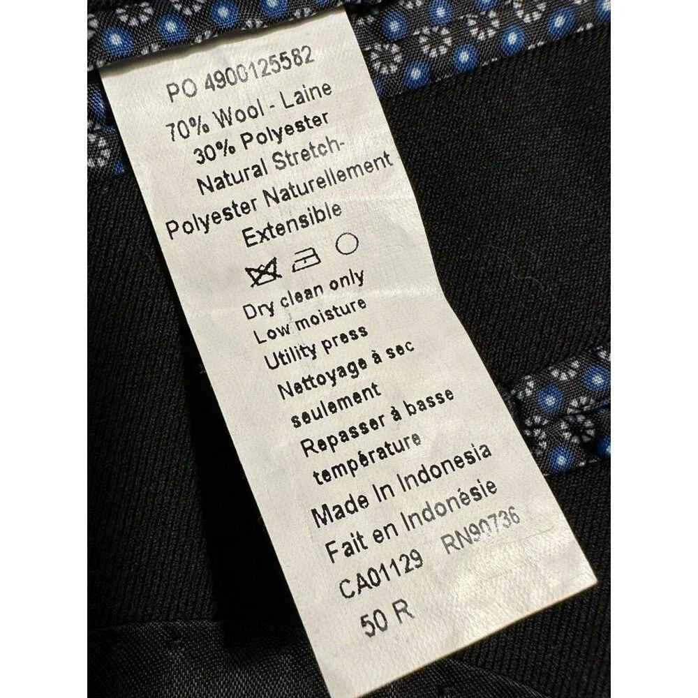 RALPH LAUREN Mens Blazer Sport Coat 2-Button Suit Jacket 50R Black Stretch Wool